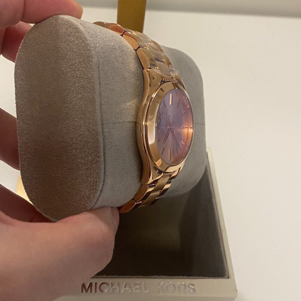 Michael Kors Mini Slim Runway Rose Gold-Tone Three-Hand Watch NWT - Picture 4 of 7